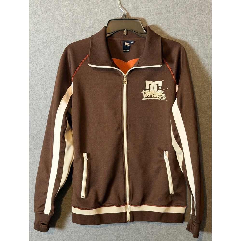 DC Shoes Track Y2K Jacket Medium Brown Full Zip Skateboarding Streetwear Moto